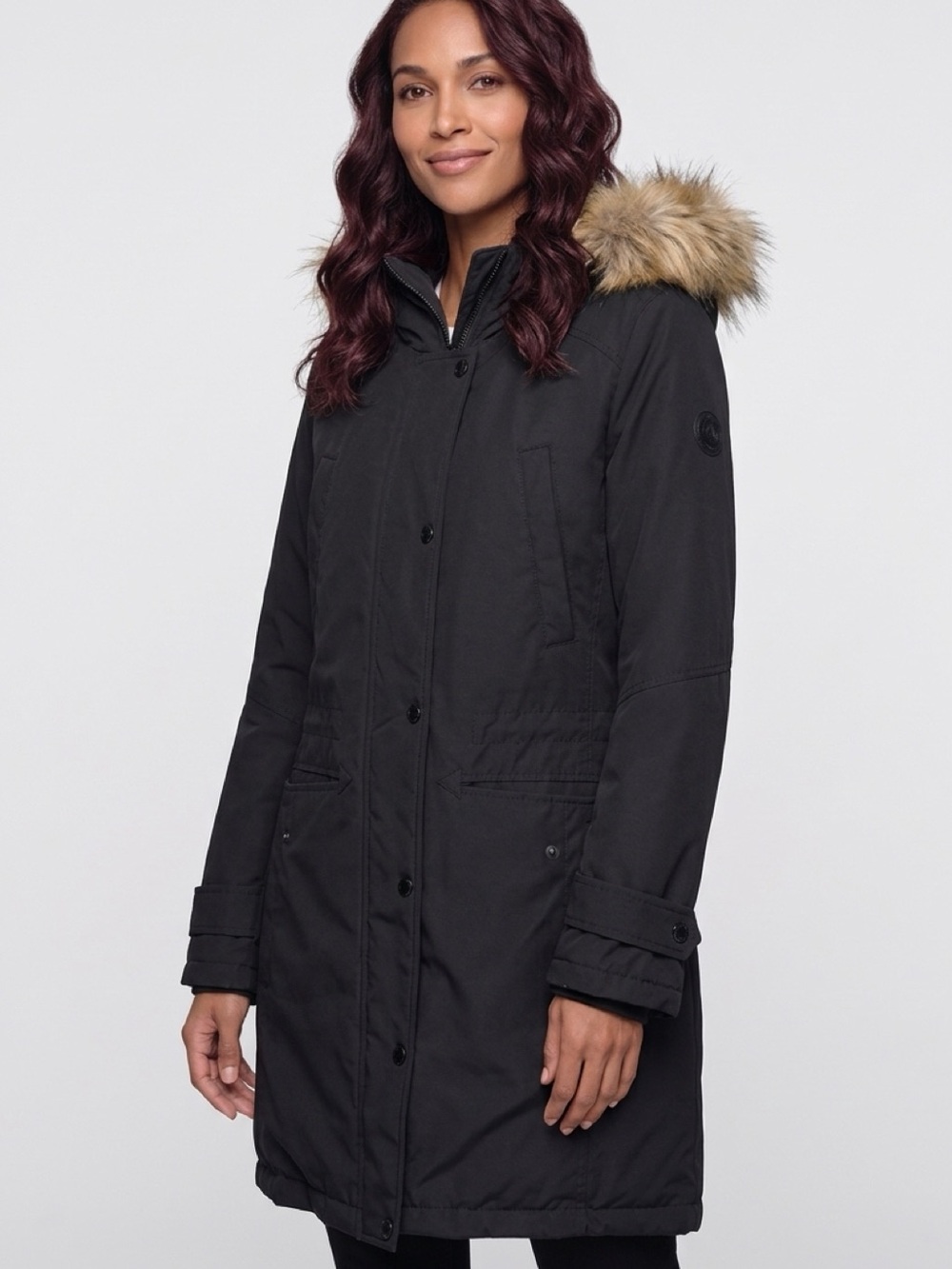Michael Kors Women's Black Parka Coat with Fur Trim Size Medium